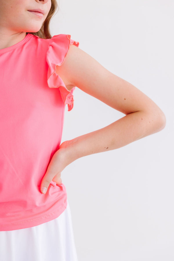 neon-pink-s-s-ruffle-tee Mila & Rose at Sophia's Style-Neon Pink S/S Ruffle Tee-6-12M-Ruffle Tee S/S-1